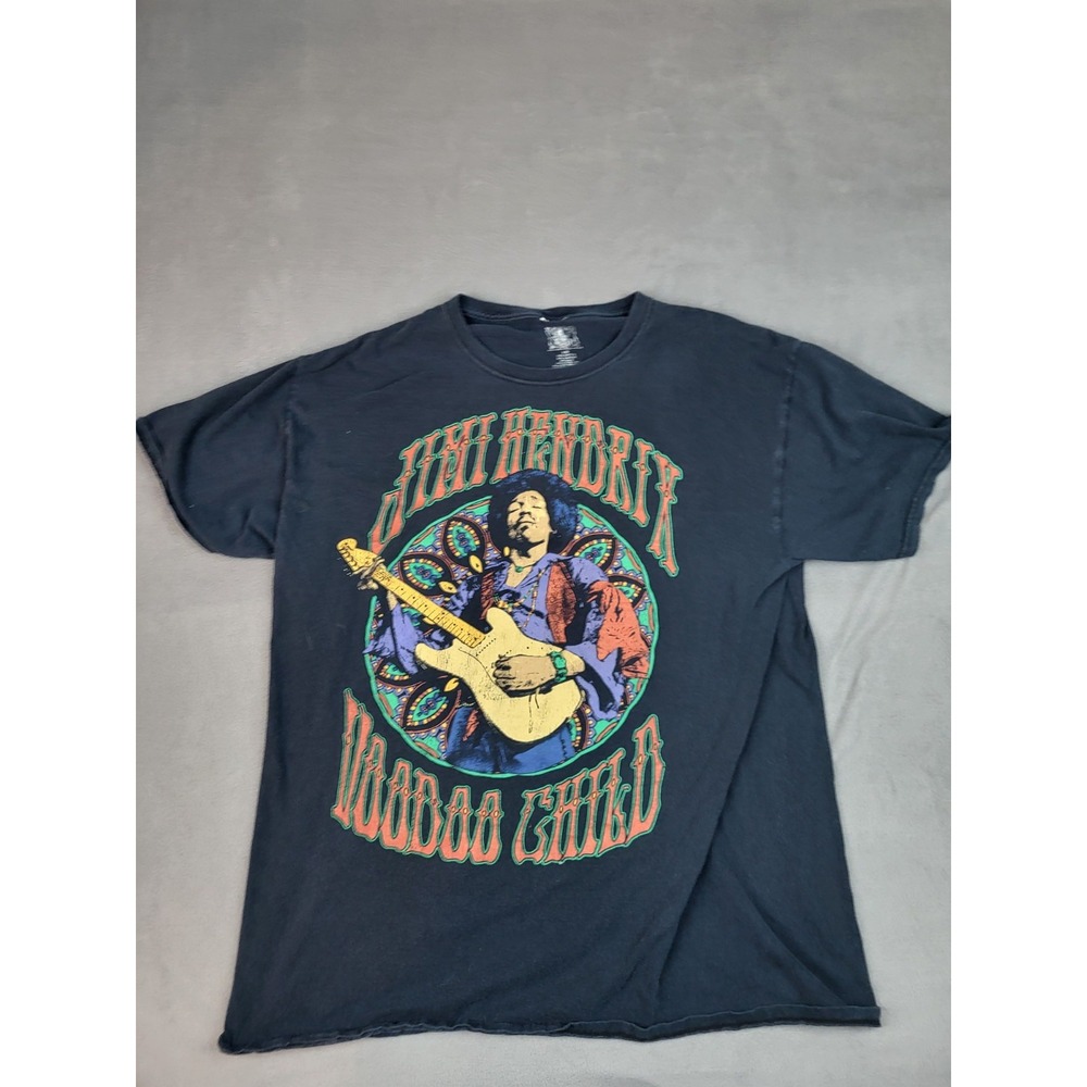 Jimi Hendrix Voodo Child Shirt Mens‎ Large Black Lightweight Crew Neck Graphic